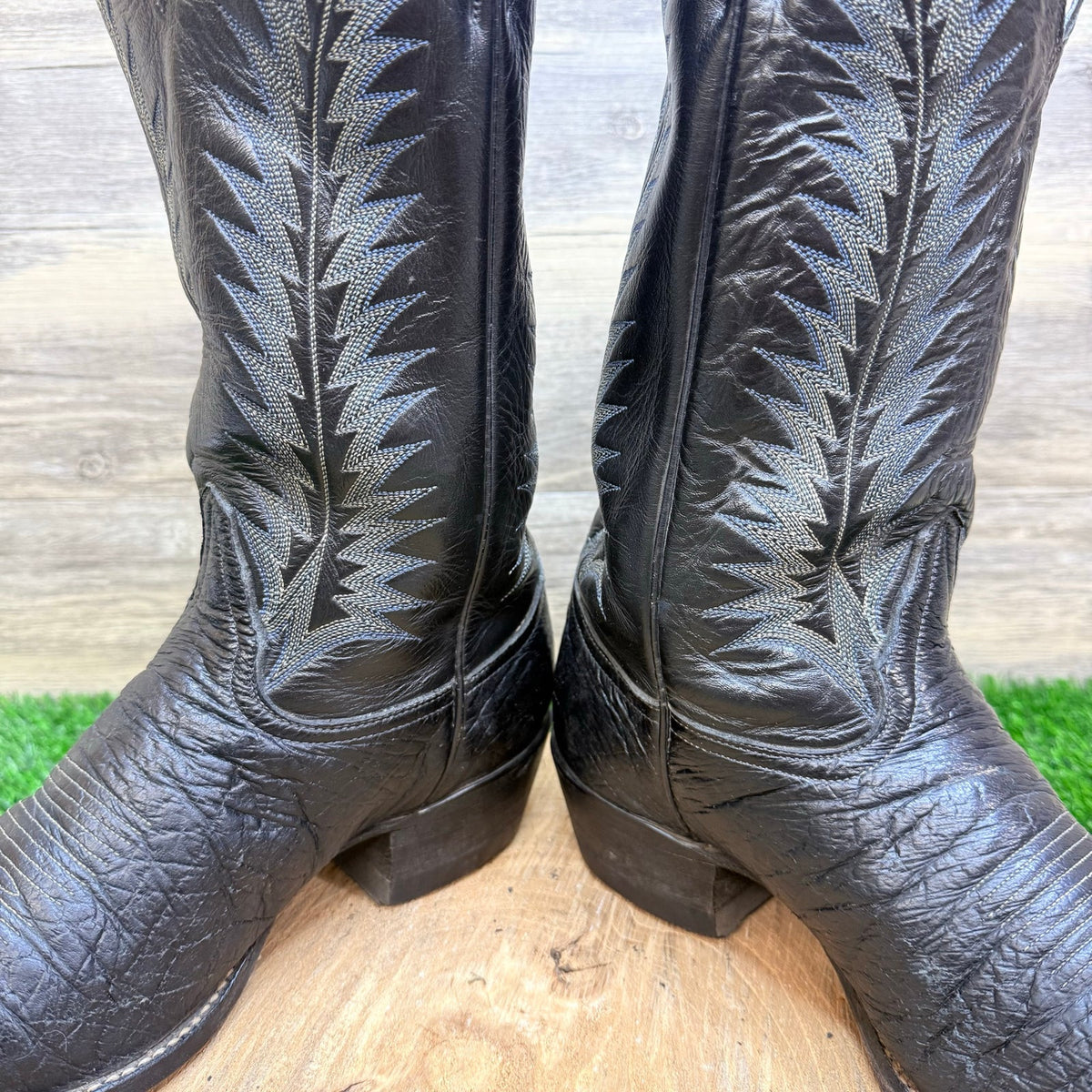 Tony Lama Men - Size 10D - Vintage Black Preban Elephant Skin Cowboy Boots 8612
